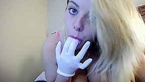 Latex gloves solo woman masturbate