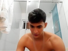 Latin Boy Shoot His Load And Take A Shower