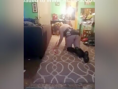 Leashed Stepdaughter Crawling To Suck You!