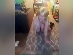 Leashed Stepdaughter Crawling To Suck You!