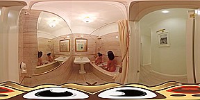 Lesbian Girlfriends in Steamy Bathroom Fucking