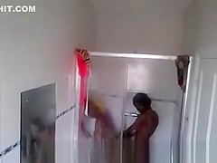 Lesbian ebony teen 18+ caught in shower