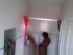 Lesbian ebony teen 18+ caught in shower