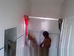 Lesbian ebony teen 18+ caught in shower