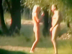 Lesbian girls fooling around in public