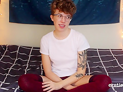 Little Amateur Cutie With Glasses Rubbing Tight Pussy
