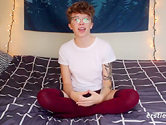 Little Amateur Cutie With Glasses Rubbing Tight Pussy