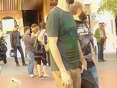 Long haired redhead banged in public bar