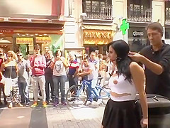 Long haired redhead banged in public bar