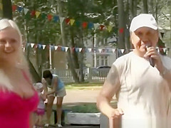 Looking to the neckline girl with big breasts