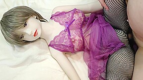 Love Doll Hikaru Purple Lingerie And Black Net Tights - Cum Twice