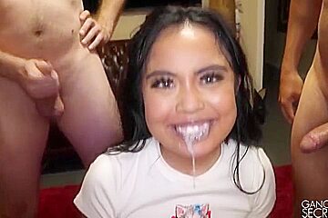Luna Mills In Busty Asian Luna Blowbang Mouth Fucking