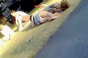 Lying in the park teen 18+ gets her jeans upskirt