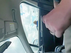 Masturbating to pretty girls in his parked car