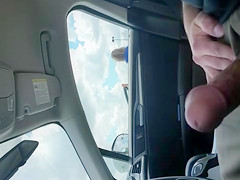 Masturbating to pretty girls in his parked car