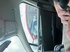 Masturbating to pretty girls in his parked car