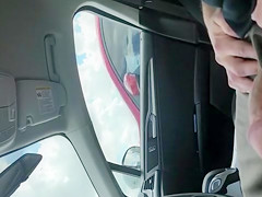 Masturbating to pretty girls in his parked car