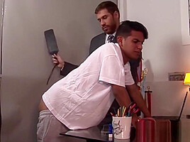 Mature Step daddy drills cute twink from behind in public bar