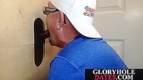 Mature Step daddy sucks black dick through gloryhole