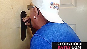 Mature Step daddy sucks black dick through gloryhole