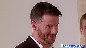 Mature priest cocksucking in trio