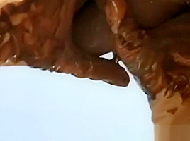 Messy Sloppy Handjob Using Yellow Gloves