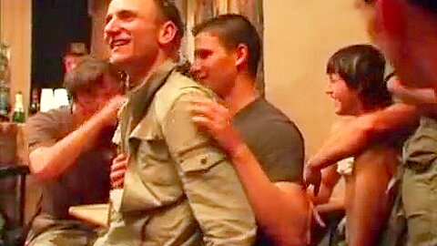 Military guys at bar have orgy