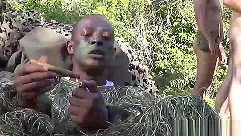 Military muscle hunk bare fucked and jizzed