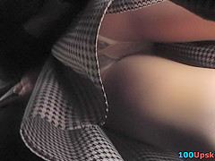 Mini skirt on the skinny butt, in accidental upskirt