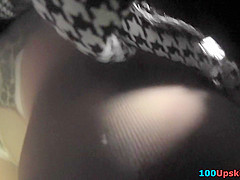 Mini skirt on the skinny butt, in accidental upskirt
