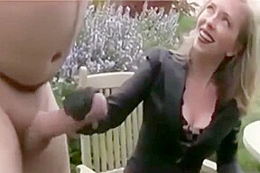 Mistress T jerks off a beautiful big cock
