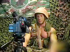 Mucular soldier in combat gear