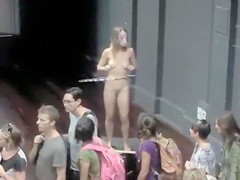 Naked Hula Hooping performance art with a Czech babe