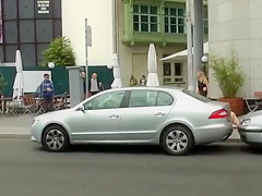 Naked blonde made cleaning streets