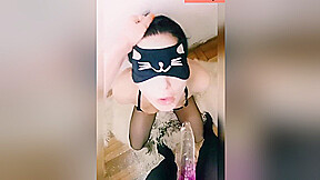 Nasty Brunette Sucks Sloppy & Drowns / Lesbian Strapon / Hardcore Blowjob With Julyluane