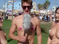 Nasty student 18+ grabs the tits of the Californian babes