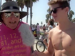 Nasty student 18+ grabs the tits of the Californian babes