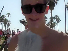 Nasty student 18+ grabs the tits of the Californian babes