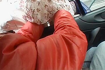 Naughty Asian chick in public sex action