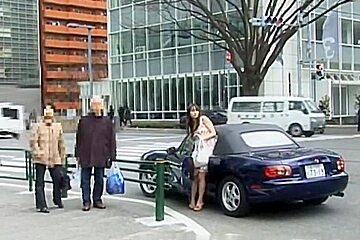 Naughty Asian chick in public sex action