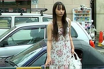 Naughty Asian chick in public sex action