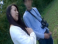 Naughty Japanese AV model acts like a hot porn star in outdoor sex