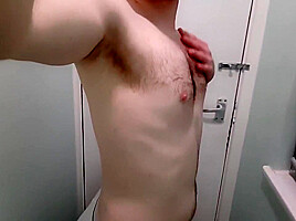 Naughty Kinky Straight Boy / Teasing Naked Body / Strips Off / Strokes Pink Balls / Ginger Bush