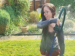 Nerdy Faery Shoe Piss And Soaked Sprinkler Fun