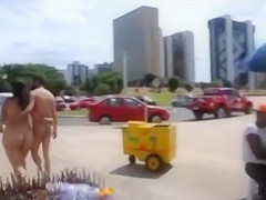 Newly married couple walked naked in the public place