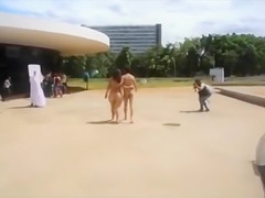 Newly married couple walked naked in the public place