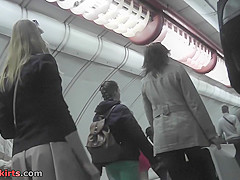 Nice upskirt video exposes blonde's treasures