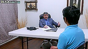 Nippon amateur twink barebacked by business DILF in office