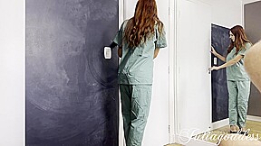 Nurse Julia does the perfect cleaning drinking pee, rimming and swallow cum  - PissVids