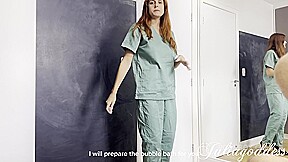 Nurse Julia does the perfect cleaning drinking pee, rimming and swallow cum  - PissVids